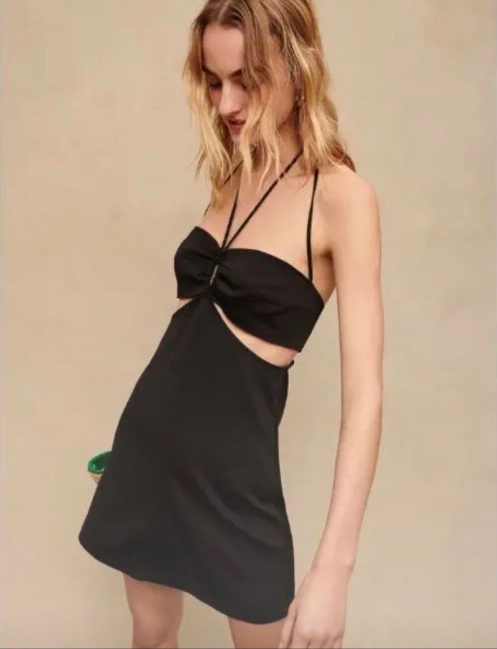Maje Cut-Out Mini Dress Black Size 42